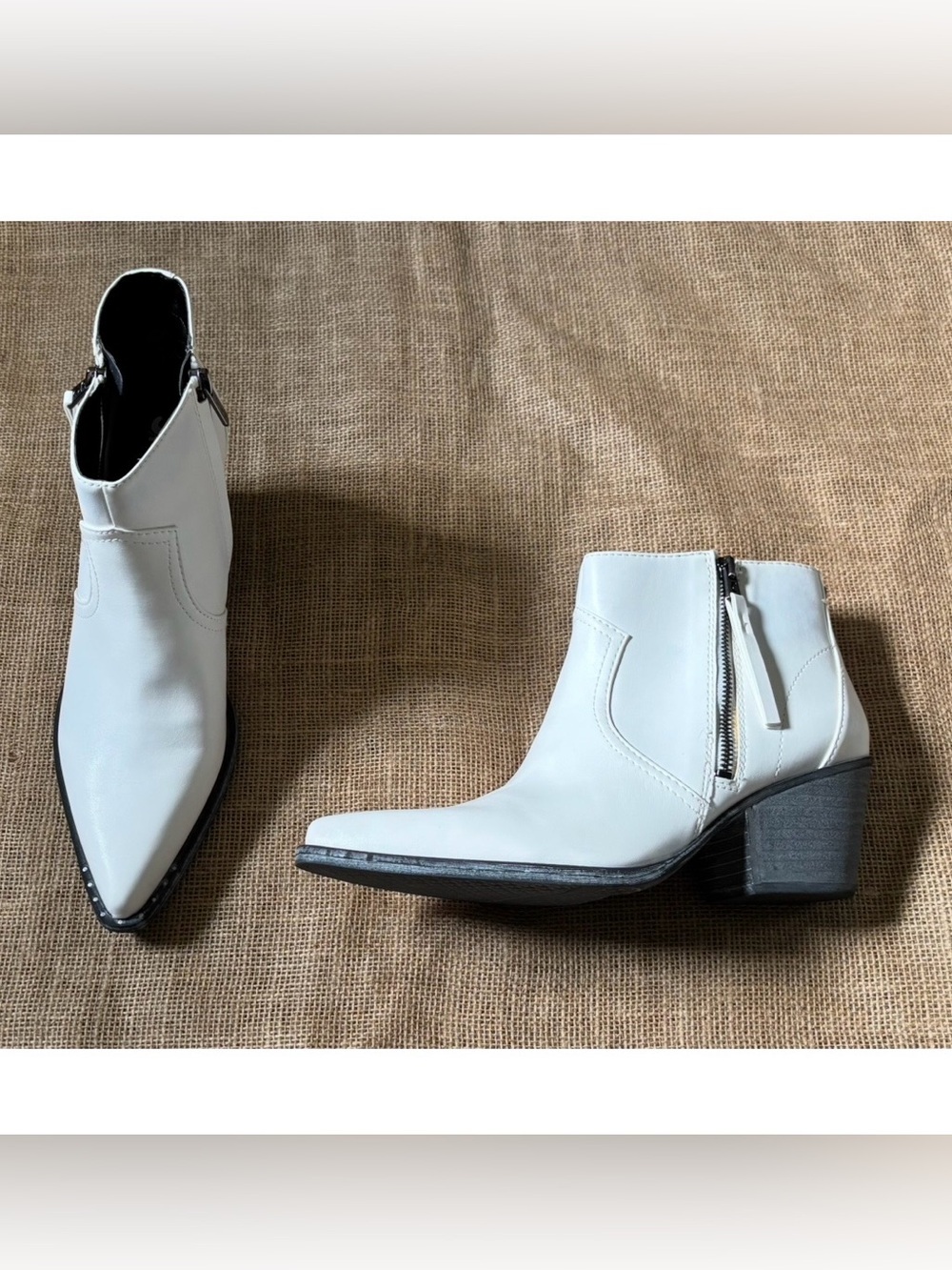 Circus By Sam Edelman Whistler White Fashion Boots Booties Sz 9.5 M Pointed Toe